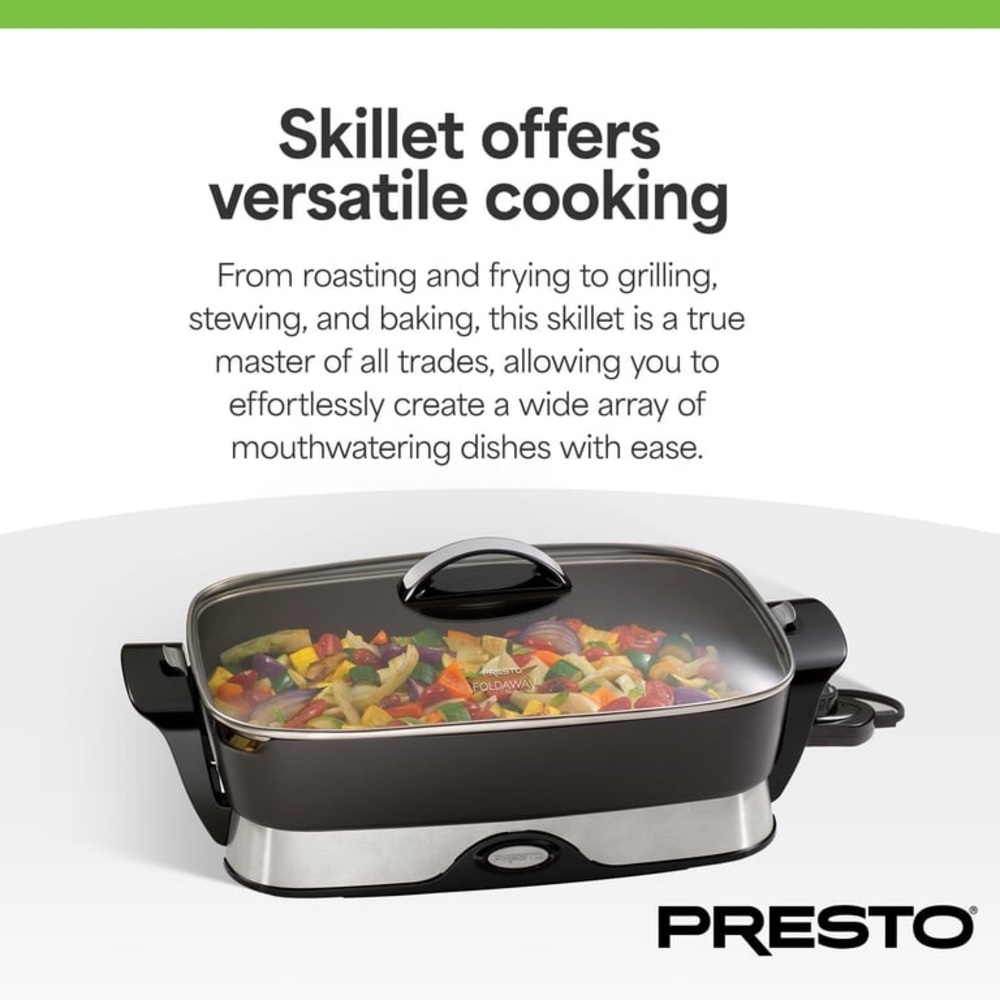 Presto Black Electric Skillet with Glass Lid